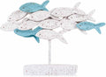Beach Coastal Decor Coral Reef Angelfish Home Office Desk Rustic Centerpiece Table Decor Fish Sculpture Statue for Shelf Bathroom Decoration Ornament Gift,Sea Nautical Beach House Art Piece (White)