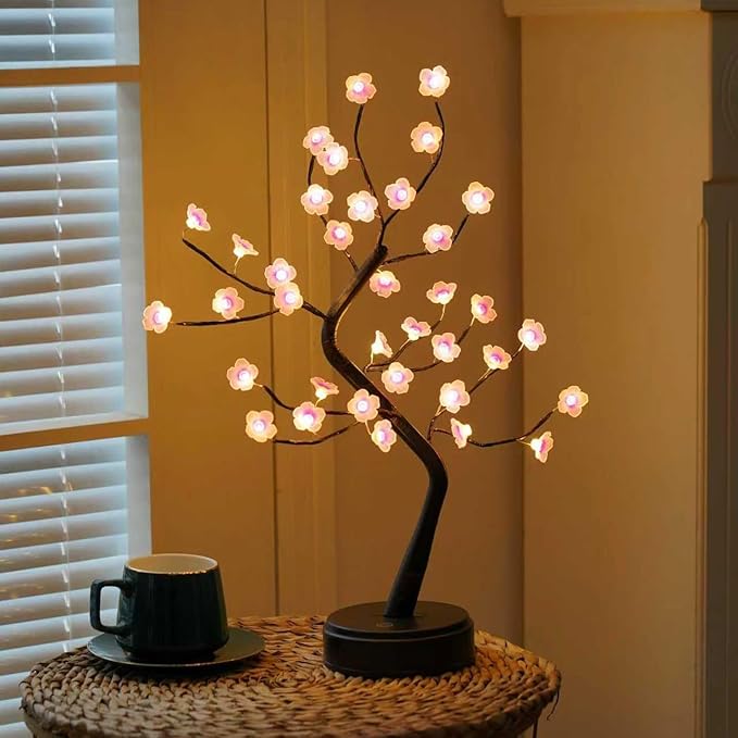18inch 36 LED Cherry Blossom Twinkle Tree Lamp, Battery/USB (3AA&USB) Operated Lamp Twinkle Trees Indoor Christmas (Warm White)