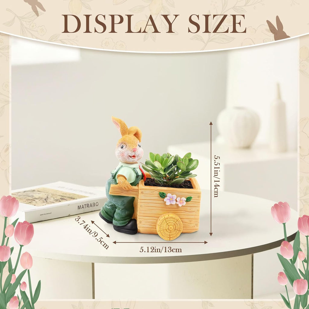 Bunny Statue Decorations Indoor,Cute Bunny Resin Small Flowers Pots, Animal Sculpture Storage Ornament Party Decor for Birthdays,Christmas